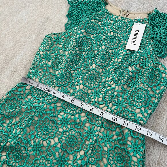NWT Minuet Green Lace Dress S - Picture 7 of 9